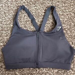 Gymshark Gray Zip-Front Sports Bra